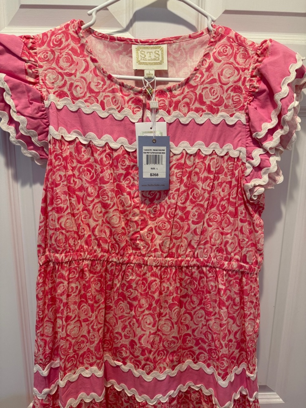 Sail to Sable Flutter Sleeve Midi Dress Pink Floral Women's Dress - Picture 2 of 3
